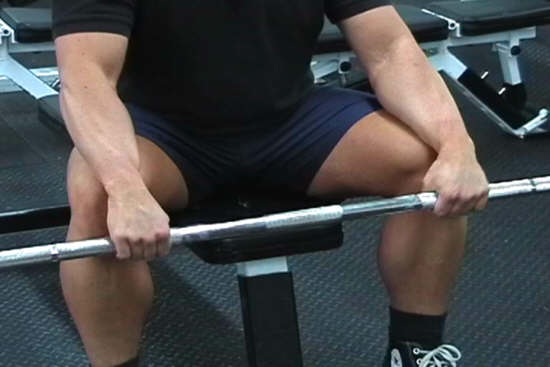 seated barbell reverse wrist curl